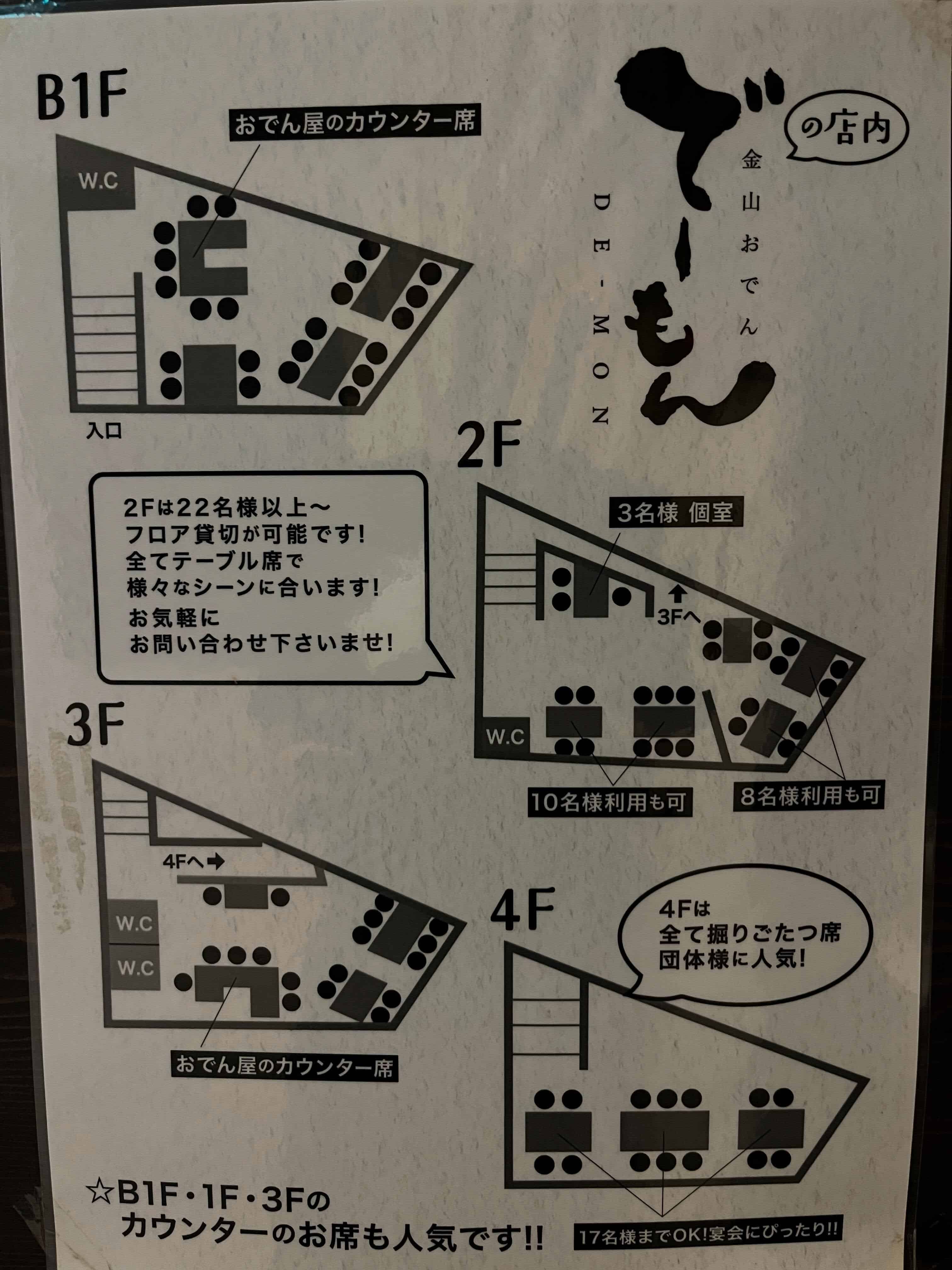 でーもんのフロア紹介です。